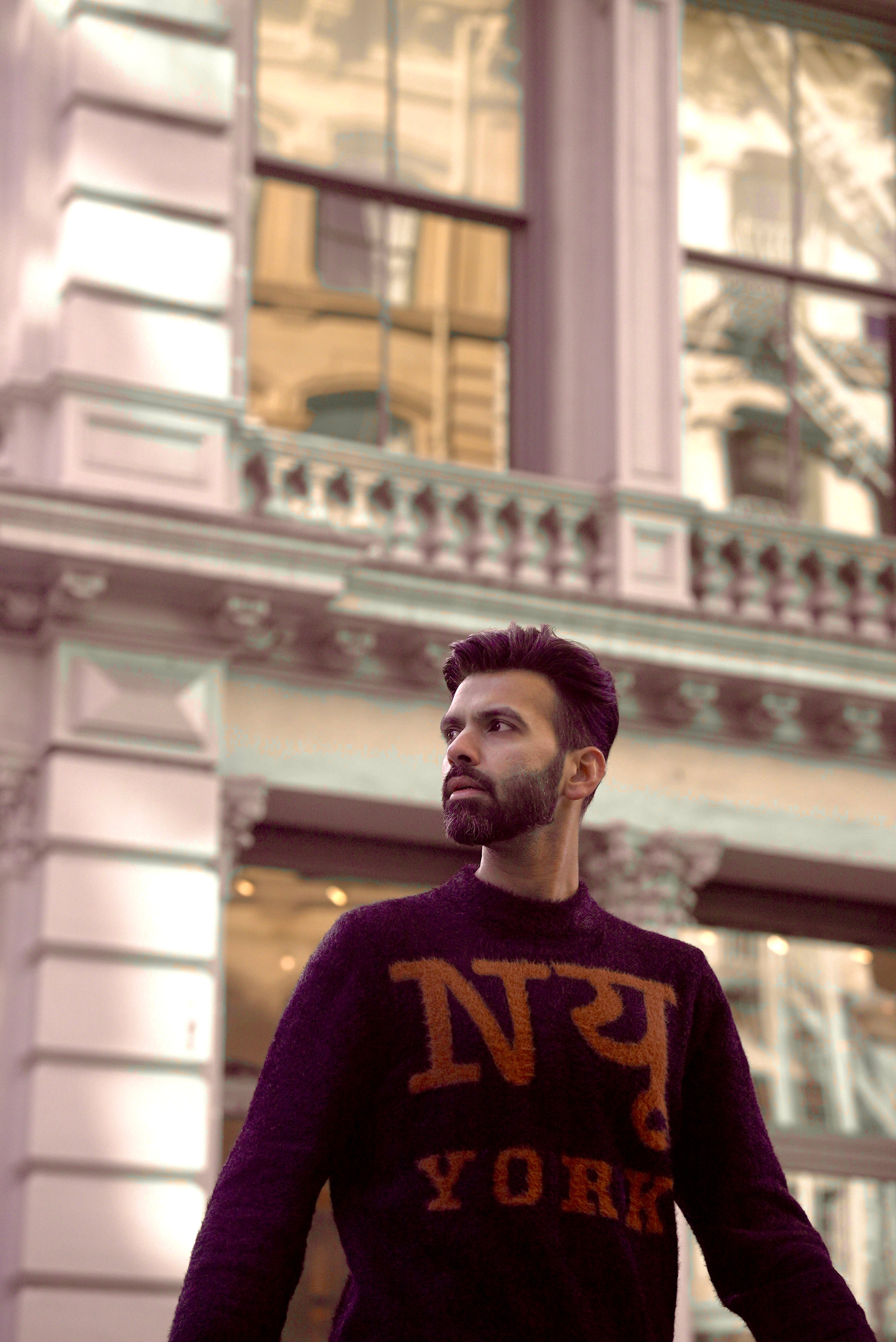 Nयू York Black Faux Mink Sweater