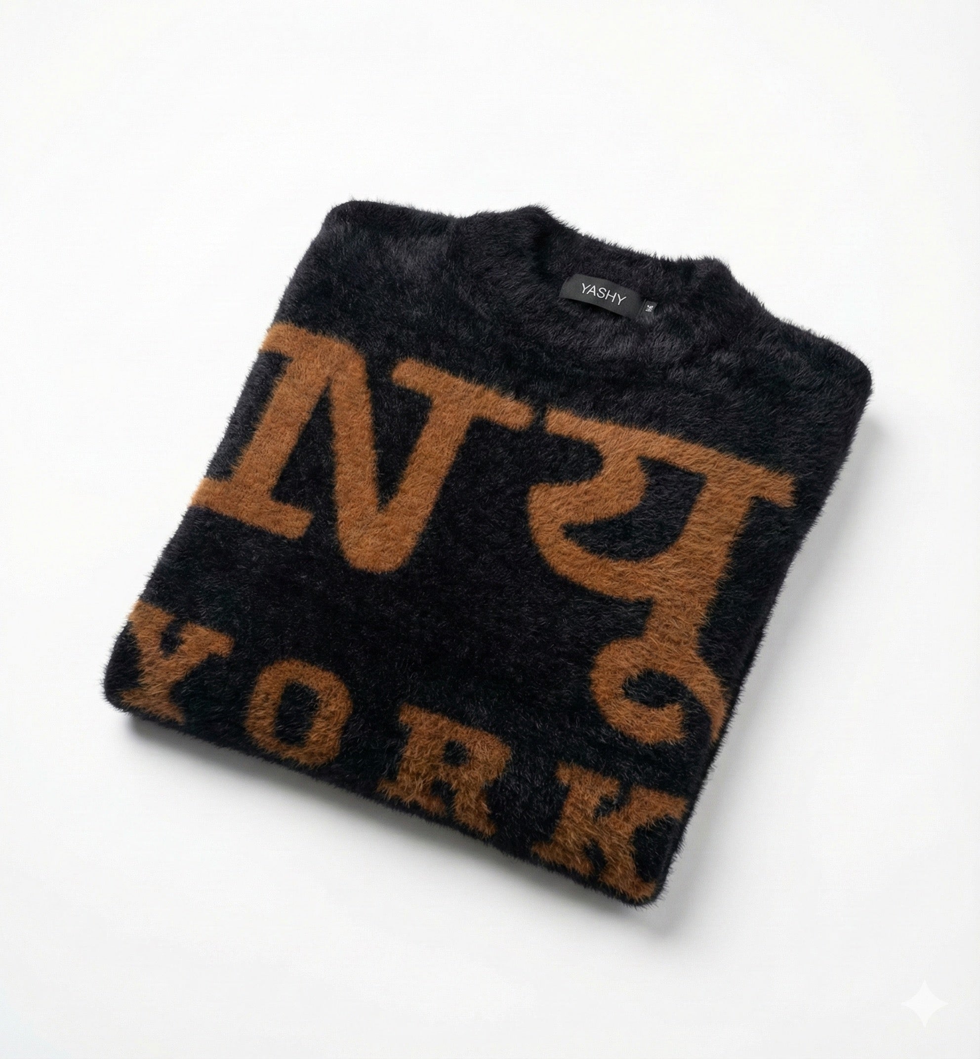 Nयू York Black Faux Mink Sweater