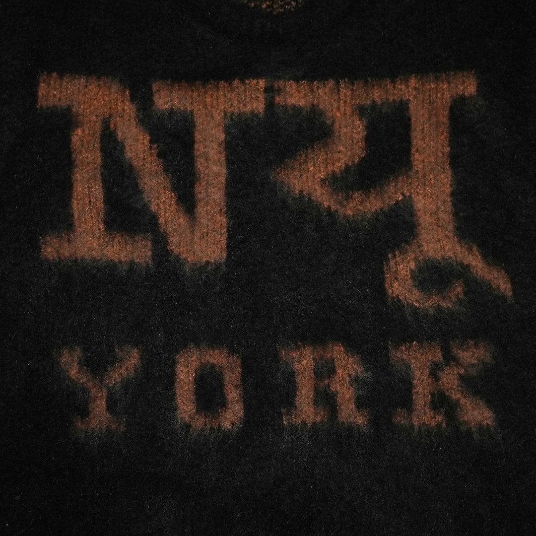 New York Jacquard Mohair Sweater in Black (Unisex)